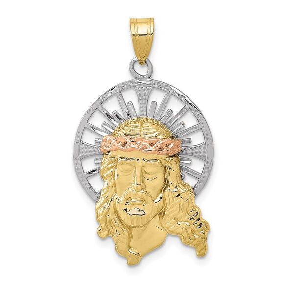 10k Yellow Gold Tri-color Diamond-cut Christ Charm,All Products : American Fashion Style Bags On Sale